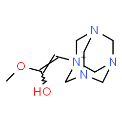 ChemSpider 2D Image | 1-[(E)-2-Hydroxy-2-methoxyvinyl]-3,5,7-triaza-1-azoniatricyclo[3.3.1.1~3,7~]decane | C9H17N4O2