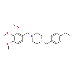 ChemSpider 2D Image | 1-(4-Ethylbenzyl)-4-(2,3,4-trimethoxybenzyl)piperazine | C23H32N2O3