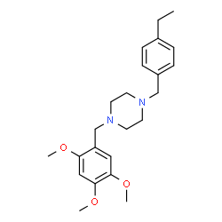 ChemSpider 2D Image | 1-(4-Ethylbenzyl)-4-(2,4,5-trimethoxybenzyl)piperazine | C23H32N2O3