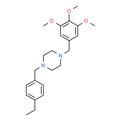 ChemSpider 2D Image | 1-(4-Ethylbenzyl)-4-(3,4,5-trimethoxybenzyl)piperazine | C23H32N2O3