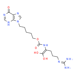ChemSpider 2D Image | 5-(6-Oxo-3,6-dihydro-9H-purin-9-yl)pentyl {5-[(diaminomethylene)amino]-1,1-dihydroxy-1-penten-2-yl}carbamate | C17H26N8O5