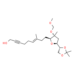 ChemSpider 2D Image | (1S)-1,4-Anhydro-3-deoxy-1-[(3E)-9-hydroxy-3-methyl-3-nonen-7-yn-1-yl]-5,6-O-isopropylidene-2-O-(methoxymethyl)-2-C-methyl-D-ribo-hexitol | C22H36O6