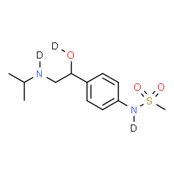 ChemSpider 2D Image | N-(4-{1-(~2~H)Hydroxy-2-[isopropyl(~2~H)amino]ethyl}phenyl)methane(~2~H)sulfonamide | C12H17D3N2O3S