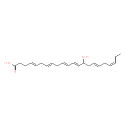 ChemSpider 2D Image | (4E,7E,10E,12E,16E,19Z)-14-Hydroxy-4,7,10,12,16,19-docosahexaenoic acid | C22H32O3