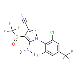ChemSpider 2D Image | 5-(~2~H_2_)Amino-1-[2,6-dichloro-4-(trifluoromethyl)phenyl]-4-[(trifluoromethyl)sulfinyl]-1H-pyrazole-3-carbonitrile | C12H2D2Cl2F6N4OS