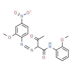 ChemSpider 2D Image | 2-[(Z)-(2-Methoxy-4-nitrophenyl)diazenyl]-N-(2-methoxyphenyl)-3-oxobutanamide | C18H18N4O6