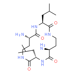 ChemSpider 2D Image | (3S,6S,11S,14S)-6,14-Diamino-3,11-diisobutyl-1,4,9,12-tetraazacyclohexadecane-2,5,10,13-tetrone | C20H38N6O4