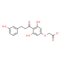 ChemSpider 2D Image | {3,5-Dihydroxy-4-[3-(3-hydroxyphenyl)propanoyl]phenoxy}acetate | C17H15O7