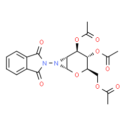 ChemSpider 2D Image | (1S,3R,4S,5R,6R)-3-(Acetoxymethyl)-7-(1,3-dioxo-1,3-dihydro-2H-isoindol-2-yl)-2-oxa-7-azabicyclo[4.1.0]heptane-4,5-diyl diacetate | C20H20N2O9