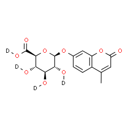 ChemSpider 2D Image | 4-Methyl-2-oxo-2H-chromen-7-yl beta-D-(O~2~,O~3~,O~4~,O~6~-~2~H_4_)glucopyranosiduronic acid | C16H12D4O9