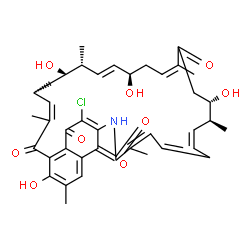 ChemSpider 2D Image | (9S,11R,12E,14R,16Z,20S,21S,22Z)-31-Chloro-4,10,14,20-tetrahydroxy-3,7,9,11,17,21,27-heptamethyl-29-azatricyclo[28.3.1.0~5,33~]tetratriaconta-1(33),2,4,7,12,16,22,24,26,30-decaene-6,18,28,32,34-penton
e | C40H46ClNO9