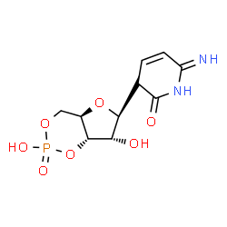 ChemSpider 2D Image | 3-[(4aR,6S,7S,7aS)-2,7-Dihydroxy-2-oxidotetrahydro-4H-furo[3,2-d][1,3,2]dioxaphosphinin-6-yl]-6-imino-3,6-dihydro-2(1H)-pyridinone | C10H13N2O7P