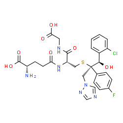 ChemSpider 2D Image | L-gamma-Glutamyl-S-[(1R,2S)-1-(2-chlorophenyl)-2-(4-fluorophenyl)-1-hydroxy-3-(1H-1,2,4-triazol-1-yl)-2-propanyl]-L-cysteinylglycine | C27H30ClFN6O7S