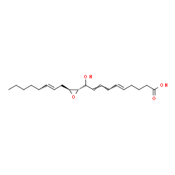 ChemSpider 2D Image | (5E,8E,10S)-10-Hydroxy-10-{(2S,3S)-3-[(2E)-2-octen-1-yl]-2-oxiranyl}-5,8-decadienoic acid | C20H32O4