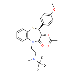 ChemSpider 2D Image | (2S,3S)-2-(4-Methoxyphenyl)-5-(2-{methyl[(~2~H_3_)methyl]amino}ethyl)-4-oxo-2,3,4,5-tetrahydro-1,5-benzothiazepin-3-yl acetate | C22H23D3N2O4S