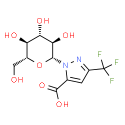 ChemSpider 2D Image | 1-(beta-D-Glucopyranosyl)-3-(trifluoromethyl)-1H-pyrazole-5-carboxylic acid | C11H13F3N2O7