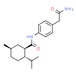 ChemSpider 2D Image | (1R,2S,5R)-N-[4-(2-Amino-2-oxoethyl)phenyl]-2-isopropyl-5-methylcyclohexanecarboxamide | C19H28N2O2