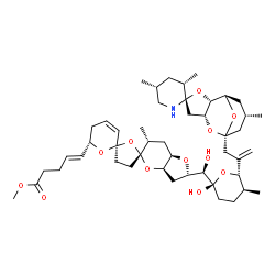 ChemSpider 2D Image | Methyl (4E)-5-[(2S,3aR,5R,5'R,6R,6''S,7aR)-2-{(R)-hydroxy[(2R,5S,6S)-2-hydroxy-5-methyl-6-{3-[(1'R,2S,2'R,3S,5R,6'R,8'S,10'S)-3,5,10'-trimethyl-8'H-spiro[piperidine-2,4'-[3,7,12]trioxatricyclo[6.3.1.0
~2,6~]dodecan]-8'-yl]-1-propen-2-yl}tetrahydro-2H-pyran-2-yl]methyl}-6-methyl-2,3,3',3a,4',5'',6,6'',7,7a-decahydrodispiro[furo[3,2-b]pyran-5,2'-furan-5',2''-pyran]-6''-yl]-4-pentenoate | C47H71NO12