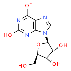 ChemSpider 2D Image | 2-Hydroxy-9-(beta-D-ribofuranosyl)-9H-purin-6-olate | C10H11N4O6
