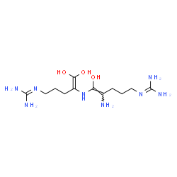 ChemSpider 2D Image | 2-[(4E)-4-Amino-5-({5-[(diaminomethylene)amino]-1,1-dihydroxy-1-penten-2-yl}amino)-5-hydroxy-4-penten-1-yl]guanidine | C12H26N8O3
