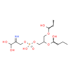ChemSpider 2D Image | 3,3-Dihydroxy-2-iminopropyl 2-{[(1E)-1-hydroxy-1-buten-1-yl]oxy}-3-{[(1E)-1-hydroxy-1-propen-1-yl]oxy}propyl hydrogen phosphate | C13H24NO10P