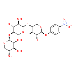 ChemSpider 2D Image | 4-Nitrophenyl beta-D-xylopyranosyl-(1->4)-beta-D-xylopyranosyl-(1->4)-beta-D-xylopyranoside | C21H29NO15