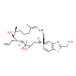 ChemSpider 2D Image | (4S,7R,8S,9S,13Z,16S)-7-Allyl-4,8-dihydroxy-16-[2-(hydroxymethyl)-1,3-benzothiazol-5-yl]-5,5,9,13-tetramethyloxacyclohexadec-13-ene-2,6-dione | C30H41NO6S