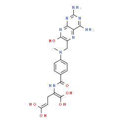 ChemSpider 2D Image | 4-{[(2,4-Diamino-7-hydroxy-6-pteridinyl)methyl](methyl)amino}-N-(1,1,5,5-tetrahydroxy-1,4-pentadien-2-yl)benzamide | C20H22N8O6