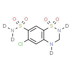 ChemSpider 2D Image | 6-Chloro(2,4-~2~H_2_)-3,4-dihydro-2H-1,2,4-benzothiadiazine-7-(~2~H_2_)sulfonamide 1,1-dioxide | C7H4D4ClN3O4S2