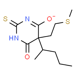 ChemSpider 2D Image | 5-[2-(Methylsulfanyl)ethyl]-6-oxo-5-(2-pentanyl)-2-thioxo-1,2,5,6-tetrahydro-4-pyrimidinolate | C12H19N2O2S2