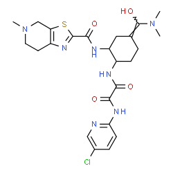 ChemSpider 2D Image | N-(5-Chloro-2-pyridinyl)-N'-[(4Z)-4-[(dimethylamino)(hydroxy)methylene]-2-{[(5-methyl-4,5,6,7-tetrahydro[1,3]thiazolo[5,4-c]pyridin-2-yl)carbonyl]amino}cyclohexyl]ethanediamide | C24H30ClN7O4S