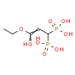 ChemSpider 2D Image | [(1E)-1-Ethoxy-1-hydroxy-1-propene-3,3-diyl]bis(phosphonic acid) | C5H12O8P2