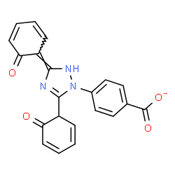 ChemSpider 2D Image | 4-[(3E)-5-(6-Oxo-2,4-cyclohexadien-1-yl)-3-(6-oxo-2,4-cyclohexadien-1-ylidene)-2,3-dihydro-1H-1,2,4-triazol-1-yl]benzoate | C21H14N3O4