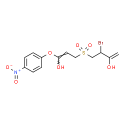 ChemSpider 2D Image | 3-Bromo-4-{[(2E)-3-hydroxy-3-(4-nitrophenoxy)-2-propen-1-yl]sulfonyl}-1-buten-2-ol | C13H14BrNO7S