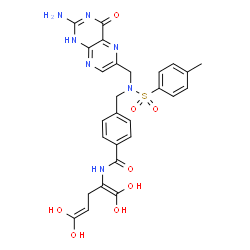 ChemSpider 2D Image | 4-({[(2-Amino-4-oxo-1,4-dihydro-6-pteridinyl)methyl][(4-methylphenyl)sulfonyl]amino}methyl)-N-(1,1,5,5-tetrahydroxy-1,4-pentadien-2-yl)benzamide | C27H27N7O8S