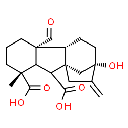 ChemSpider 2D Image | (1alpha,4aalpha,4bbeta)-4a-Formyl-7-hydroxy-1-methyl-8-methylenegibbane-1,10-dicarboxylic acid | C20H26O6
