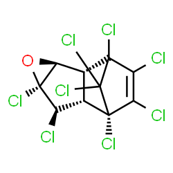 ChemSpider 2D Image | (1R,2R,3S,5R,6R,7S,8S)-1,5,6,8,9,10,11,11-Octachloro-4-oxatetracyclo[6.2.1.0~2,7~.0~3,5~]undec-9-ene | C10H4Cl8O