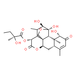 ChemSpider 2D Image | (1beta,11alpha,12alpha,13xi,14xi,15beta)-1,11,12-Trihydroxy-2,16-dioxo-11,20-epoxypicras-3-en-15-yl (2S)-2-hydroxy-2-methylbutanoate | C25H34O10