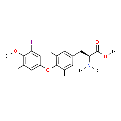 ChemSpider 2D Image | O-[4-(~2~H)Hydroxy-3,5-diiodophenyl]-3,5-diiodo-L-(N,N,O-~2~H_3_)tyrosine | C15H7D4I4NO4