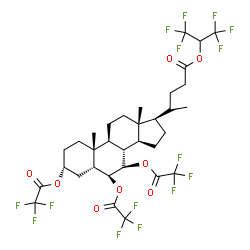 ChemSpider 2D Image | 1,1,1,3,3,3-Hexafluoro-2-propanyl (3alpha,5beta,6beta,7beta,20xi)-3,6,7-tris(2,2,2-trifluoroacetoxy)cholan-24-oate | C33H37F15O8