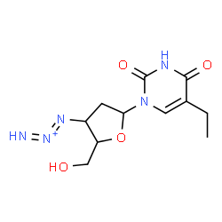 ChemSpider 2D Image | 1-[2,3-Dideoxy-3-(1,2-triazadien-2-ium-1-yl)pentofuranosyl]-5-ethyl-2,4(1H,3H)-pyrimidinedione | C11H16N5O4
