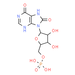 ChemSpider 2D Image | 9-(5-O-Phosphonopentofuranosyl)-7,9-dihydro-3H-purine-6,8-dione | C10H13N4O9P