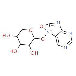 ChemSpider 2D Image | Oxazireno[3,2-f]purin-7-ium-7-yl pentopyranoside | C10H11N4O6