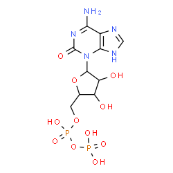 ChemSpider 2D Image | 6-Amino-3-{5-O-[hydroxy(phosphonooxy)phosphoryl]pentofuranosyl}-3,9-dihydro-2H-purin-2-one | C10H15N5O11P2