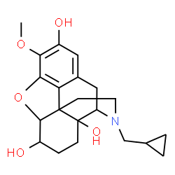ChemSpider 2D Image | 17-(Cyclopropylmethyl)-3-methoxy-4,5-epoxymorphinan-2,6,14-triol | C21H27NO5