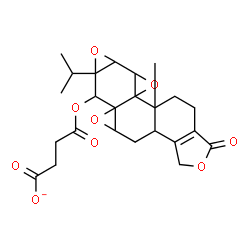 ChemSpider 2D Image | 4-[(6a-Isopropyl-8b-methyl-1-oxo-1,3,3b,4,4a,6,6a,7a,7b,8b,9,10-dodecahydrotrisoxireno[6,7:8a,9:4b,5]phenanthro[1,2-c]furan-6-yl)oxy]-4-oxobutanoate | C24H27O9