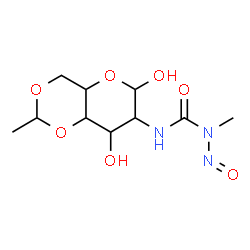 ChemSpider 2D Image | 2-Deoxy-4,6-O-ethylidene-2-{[methyl(nitroso)carbamoyl]amino}hexopyranose | C10H17N3O7
