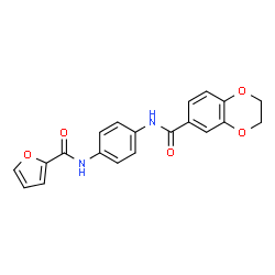 ChemSpider 2D Image | N-[4-(2-Furoylamino)phenyl]-2,3-dihydro-1,4-benzodioxine-6-carboxamide | C20H16N2O5