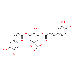 ChemSpider 2D Image | 3-{[(2E)-3-(3,4-Dihydroxyphenyl)-2-propenoyl]oxy}-5-{[(2Z)-3-(3,4-dihydroxyphenyl)-2-propenoyl]oxy}-1,4-dihydroxycyclohexanecarboxylic acid | C25H24O12