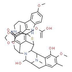 ChemSpider 2D Image | 5',12'-Dihydroxy-22'-[(1-hydroxyvinyl)oxy]-6,6'-dimethoxy-7',21',30'-trimethyl-2,3,4,9-tetrahydrospiro[beta-carboline-1,26'-[17,19,28]trioxa[24]thia[13,30]diazaheptacyclo[12.9.6.1~3,11~.0~2,13~.0~4,9~
.0~15,23~.0~16,20~]triaconta[4,6,8,15,20,22]hexaen]-27'-one | C41H44N4O10S